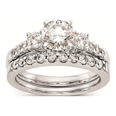 14K White Gold 3-Stone Diamond Semi-Mount Ring – view 7