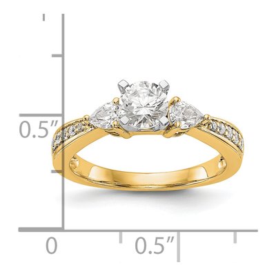 14K Yellow Gold Diamond 3-Stone Engagement Ring Semi-Mount – view 3