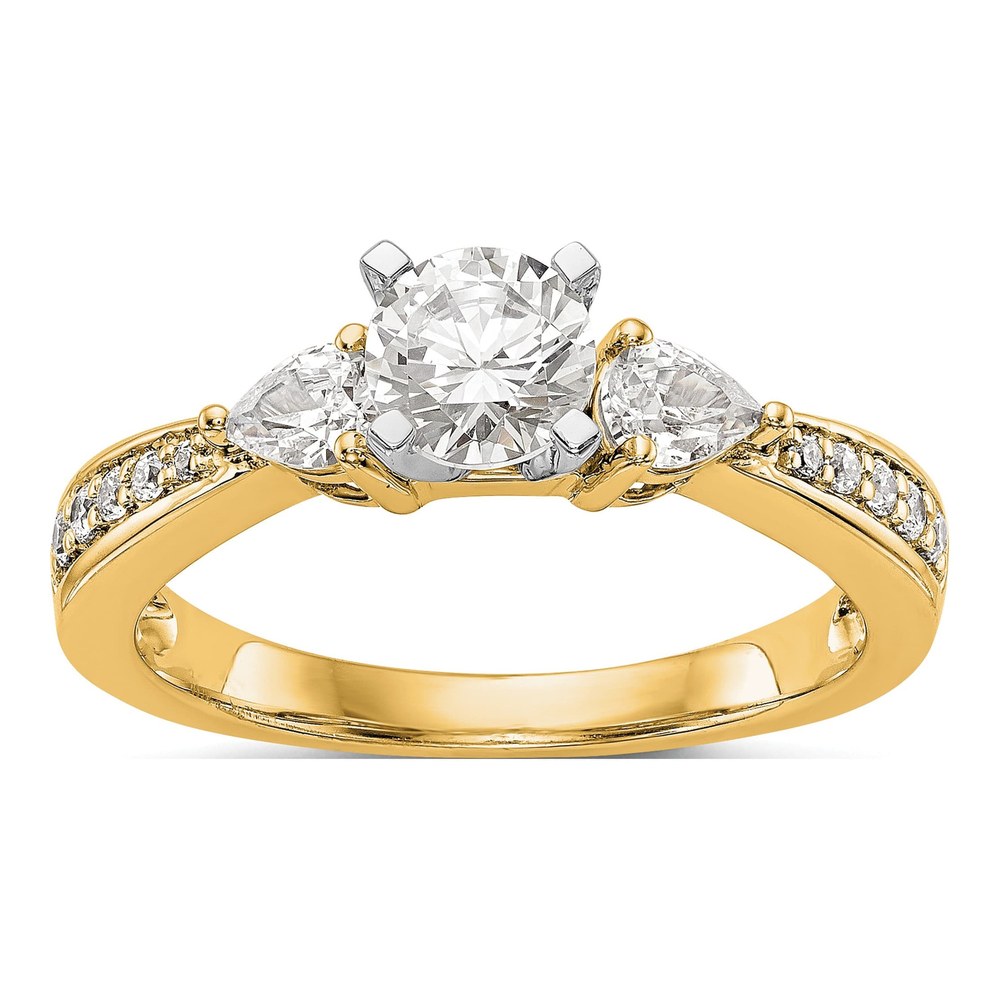 14K Yellow Gold Diamond 3-Stone Engagement Ring Semi-Mount