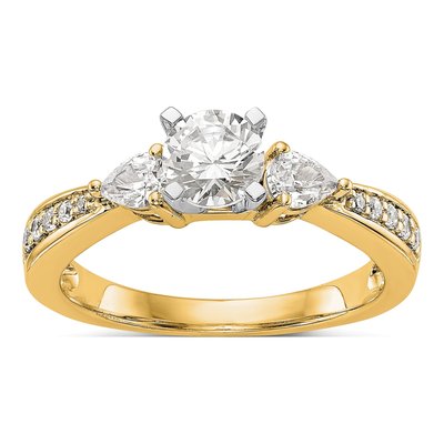 14K Yellow Gold Diamond 3-Stone Engagement Ring Semi-Mount