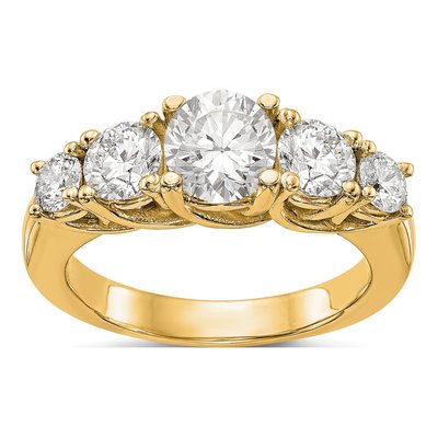 14K Yellow Gold 5-Stone Engagement Ring Mounting