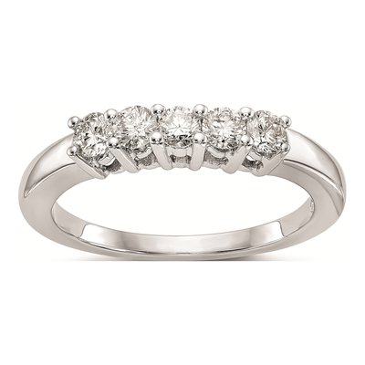 14K White Gold 5-Stone Wedding Band Mounting