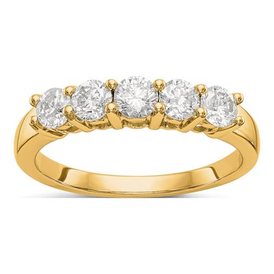 14K Yellow Gold 5-Stone Diamond Wedding Band Mounting