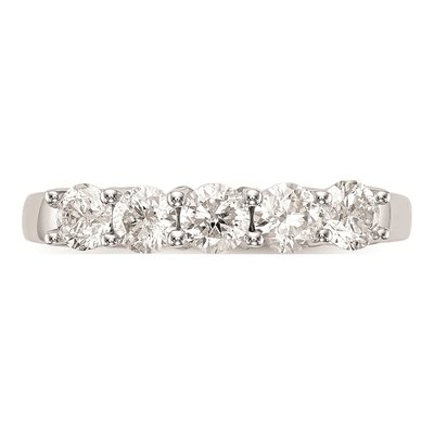 14K White Gold 5-Stone Diamond Wedding Band Mounting – view 4