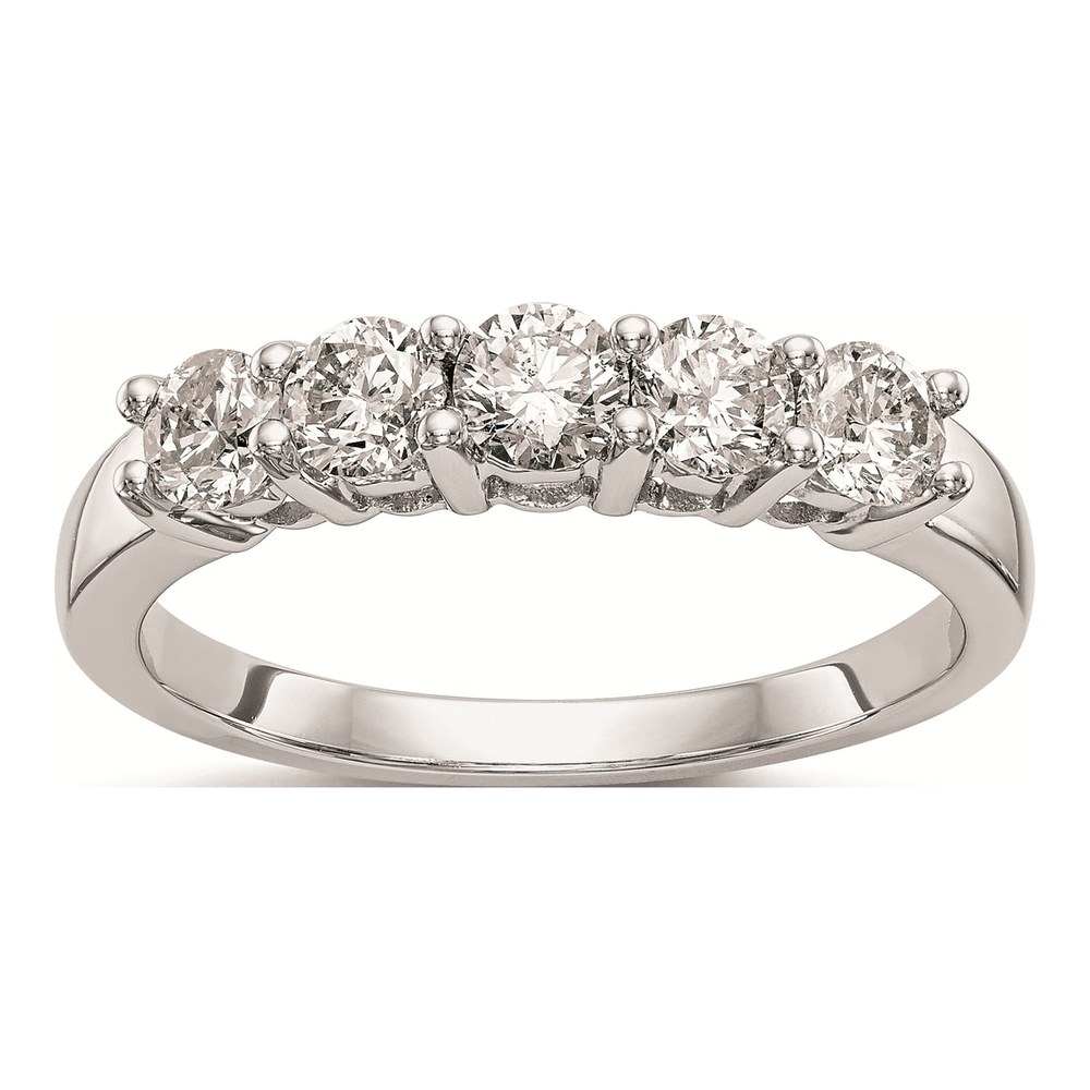 14K White Gold 5-Stone Diamond Wedding Band Mounting