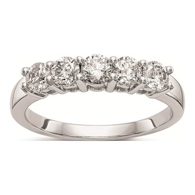 14K White Gold 5-Stone Diamond Wedding Band Mounting