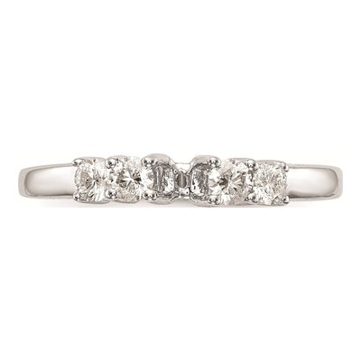 14K White Gold 5-Stone Peg Set Center Round Sides) Engagement Ring Mounting – view 4