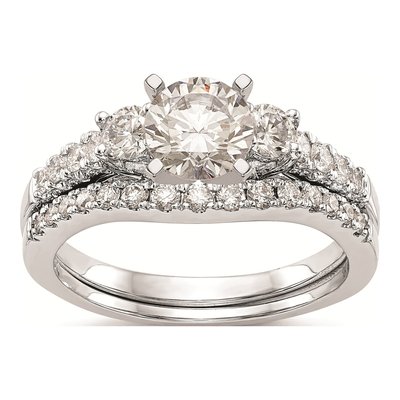 14K White Gold 3-Stone Engagement Ring Mounting – view 5