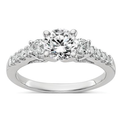 14K White Gold 3-Stone Engagement Ring Mounting