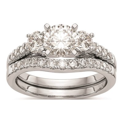 14K White Gold 3-Stone Engagement Ring Mounting – view 8