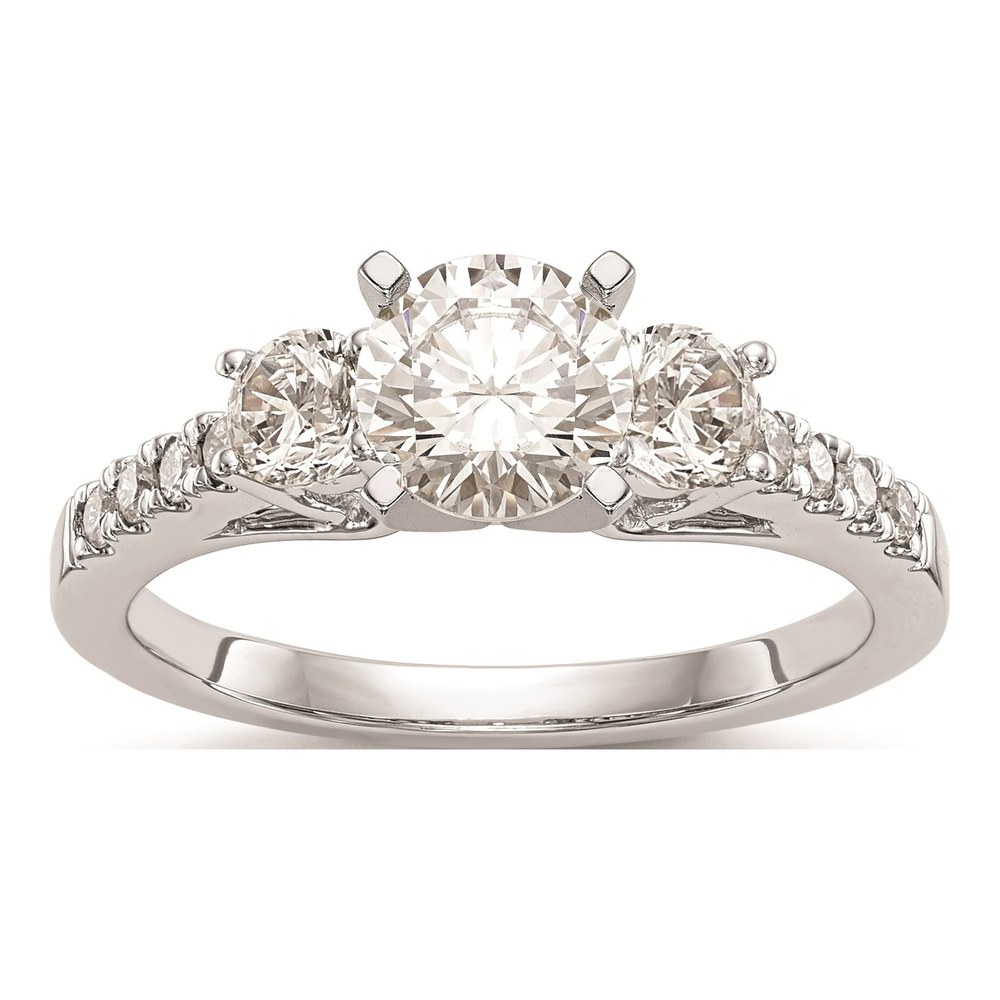 14K White Gold 3-Stone Engagement Ring Mounting