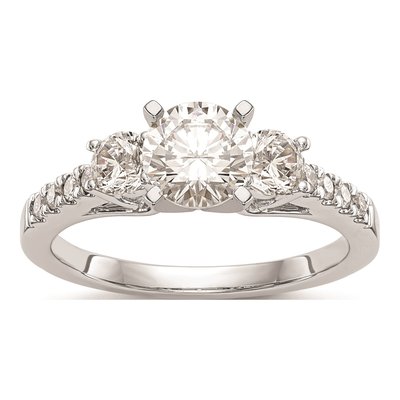 14K White Gold 3-Stone Engagement Ring Mounting