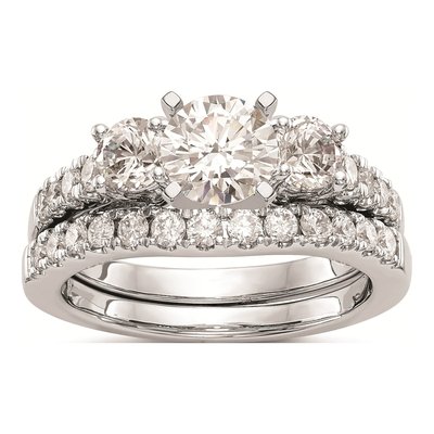 14K White Gold 3-Stone Diamond Engagement Ring Mounting – view 7