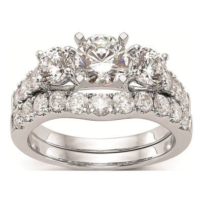 14K White Gold 3-Stone Engagement Ring Mounting – view 8