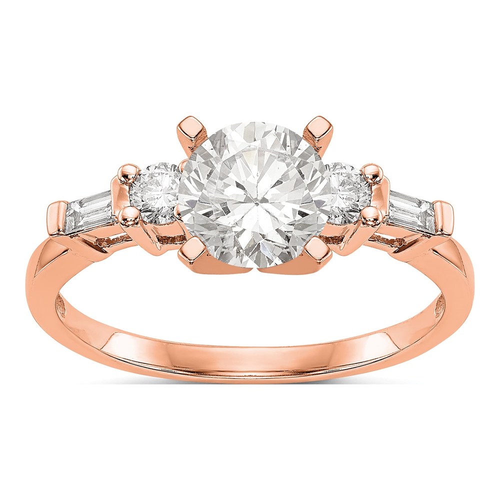 14K Rose Gold Diamond 3-Stone Engagement Engagement Ring Semi-Mount