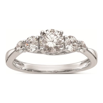 14K White Gold 5-Stone Engagement Ring Mounting