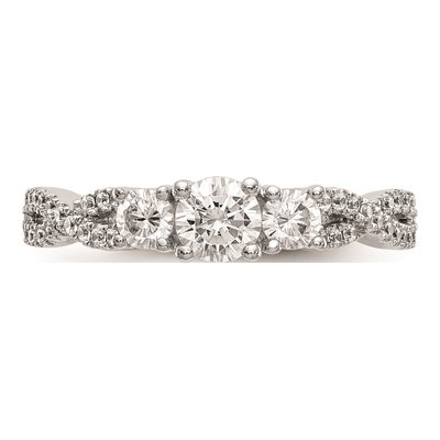 14K White Gold 3-Stone Diamond Engagement Ring Mounting – view 4