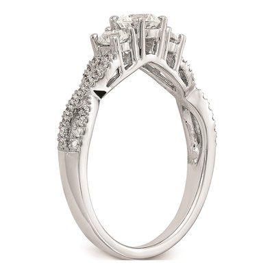 14K White Gold 3-Stone Diamond Engagement Ring Mounting – view 6