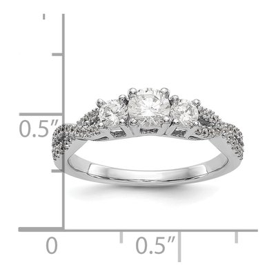 14K White Gold 3-Stone Diamond Engagement Ring Mounting – view 8