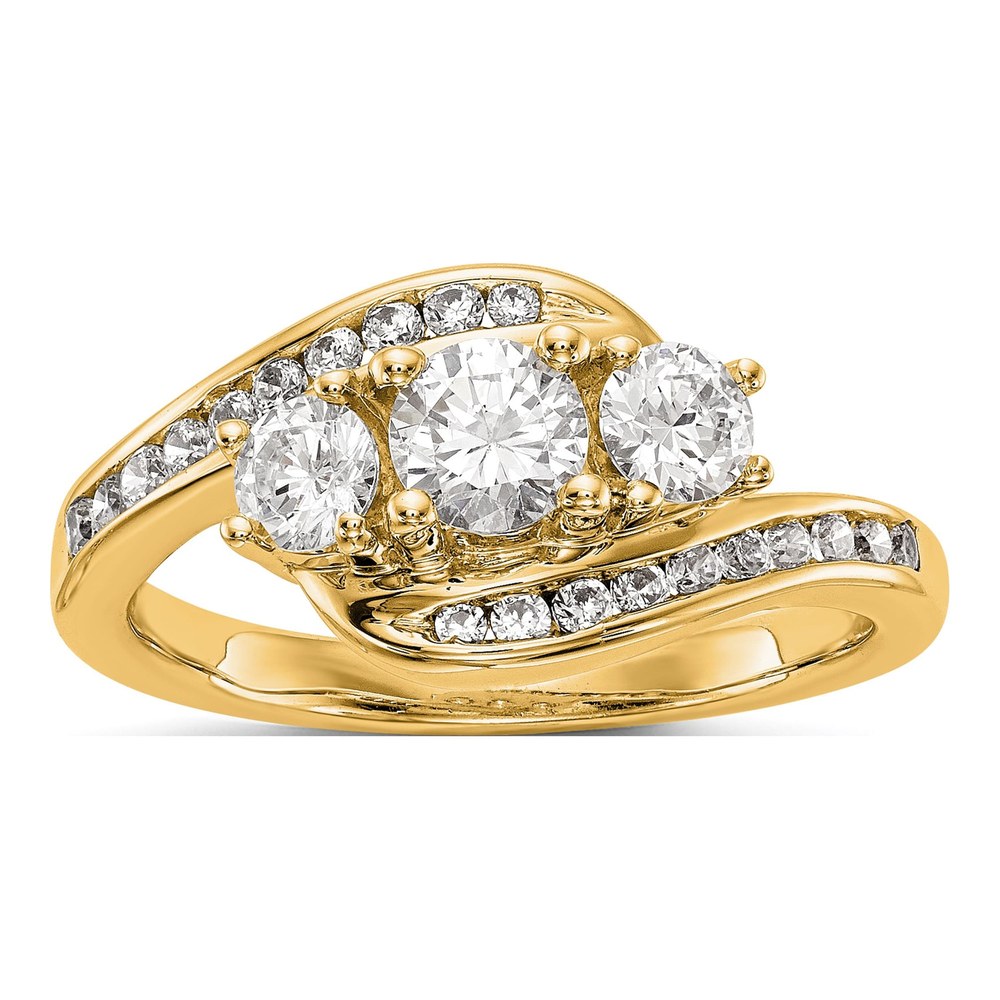 14K Yellow Gold 3-Stone Diamond Engagement Ring Semi-Mount