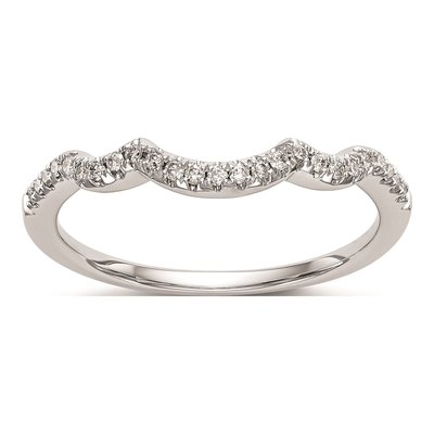 14K White Gold Diamond Contoured Wedding Band Mounting