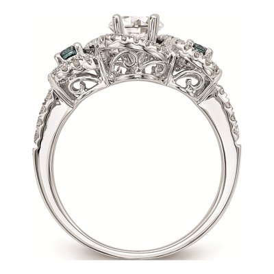 14K White Gold Diamond Sapphire Engagement Ring Mounting – view 2
