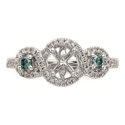 14K White Gold Diamond Sapphire Engagement Ring Mounting – view 4