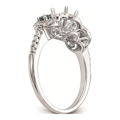 14K White Gold Diamond Sapphire Engagement Ring Mounting – view 6