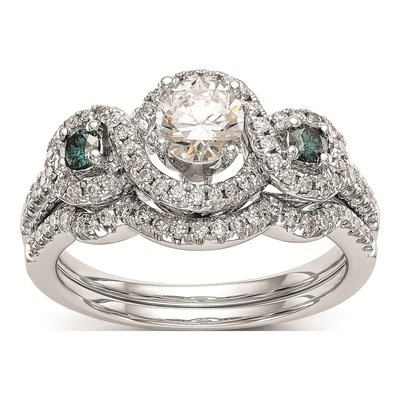 14K White Gold Diamond Sapphire Engagement Ring Mounting – view 7