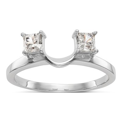 14K White Gold Princess Diamond Wrap Ring Mounting