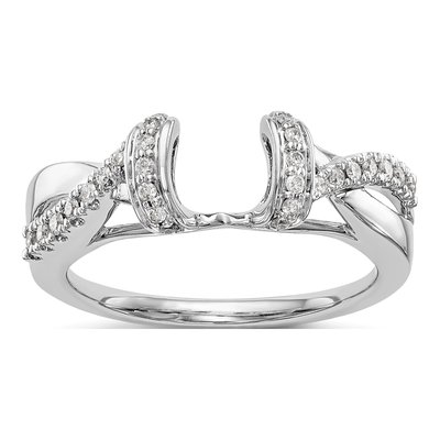 14K White Gold 1/4 ct tw Diamond Criss-Cross Wrap Ring