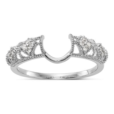 14K White Gold 1/10 ct tw Diamond Filigree Wrap Ring