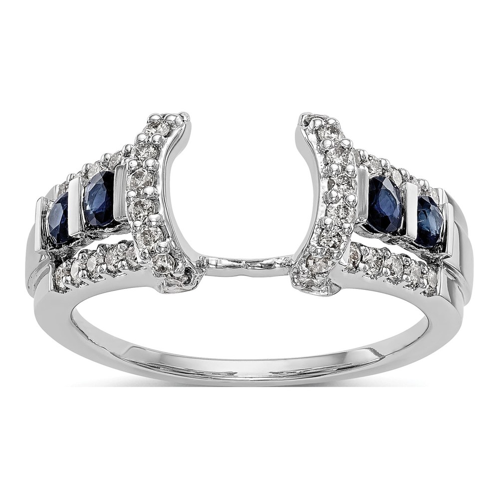 14K White Gold 3/8 ct tw Sapphire & Diamond Wrap Ring