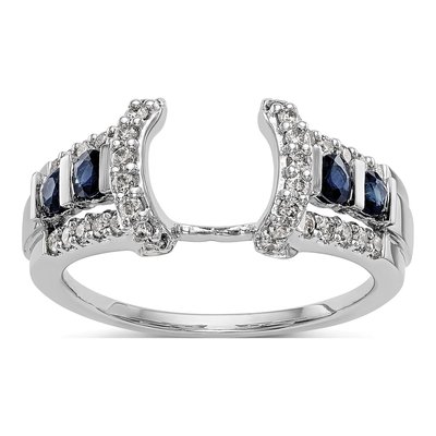 14K White Gold 3/8 ct tw Sapphire & Diamond Wrap Ring