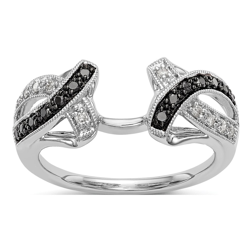 14K White Gold Black & White Diamond Wrap Ring