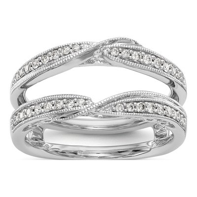14K White Gold Diamond Guard Ring Mounting