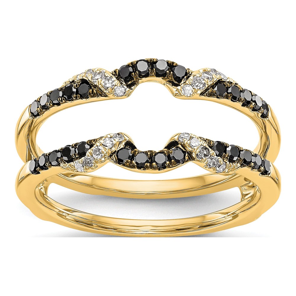 14K Yellow Gold Black & White Diamond Guard Ring