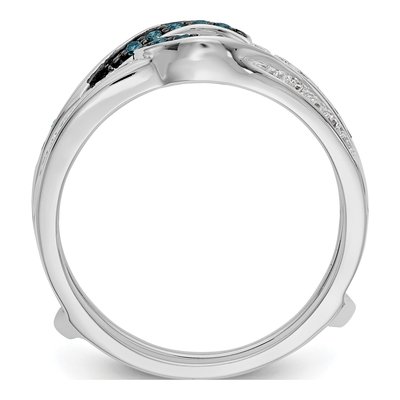 14K White Gold Blue & White Diamond Ring Guard – view 2