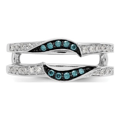14K White Gold Blue & White Diamond Ring Guard – view 4
