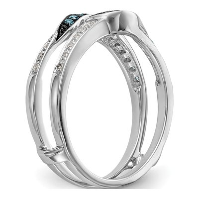 14K White Gold Blue & White Diamond Ring Guard – view 6