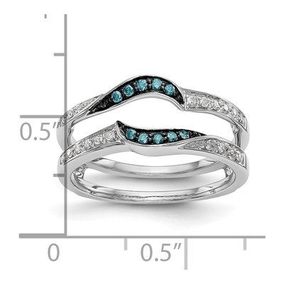 14K White Gold Blue & White Diamond Ring Guard – view 7