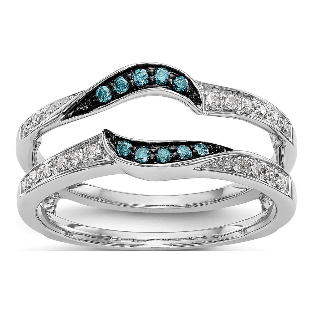 14K White Gold Blue & White Diamond Ring Guard