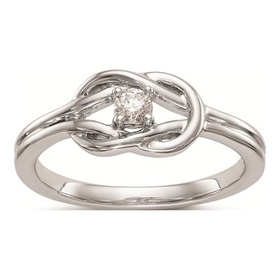 14K White Gold 1/8 ct tw Diamond First Promise Love Knot Engagement Ring
