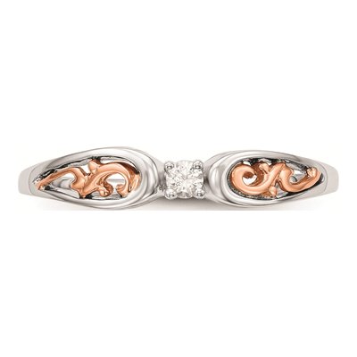 14K Two-Tone Gold 1/20 ct tw Diamond Filigree Promise Engagement Ring – view 5