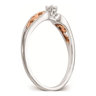 14K Two-Tone Gold 1/20 ct tw Diamond Filigree Promise Engagement Ring – view 7