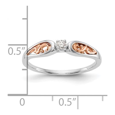 14K Two-Tone Gold 1/20 ct tw Diamond Filigree Promise Engagement Ring – view 8