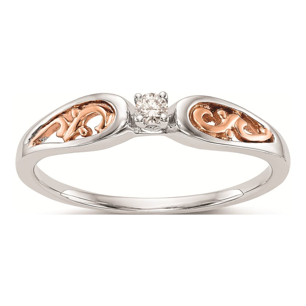 14K Two-Tone Gold Diamond Filigree Promise Ring