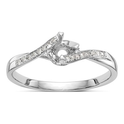 14K White Gold Diamond Bypass Engagement Ring Semi-Mount – view 8