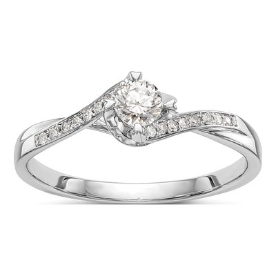 14K White Gold Diamond Bypass Engagement Ring Semi-Mount