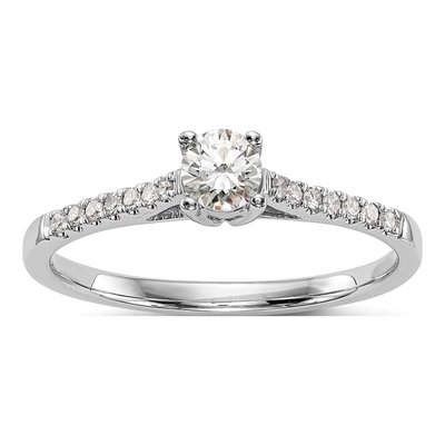14K White Gold 1/5 ct tw Diamond Natural Promise Engagement Ring